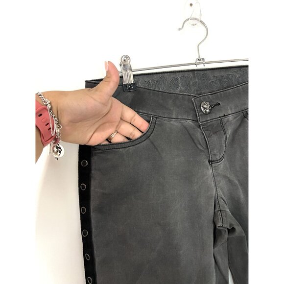 Harley Davidson Gray Studded Skinny Low Rise Pants Size 4 - Picture 5 of 10